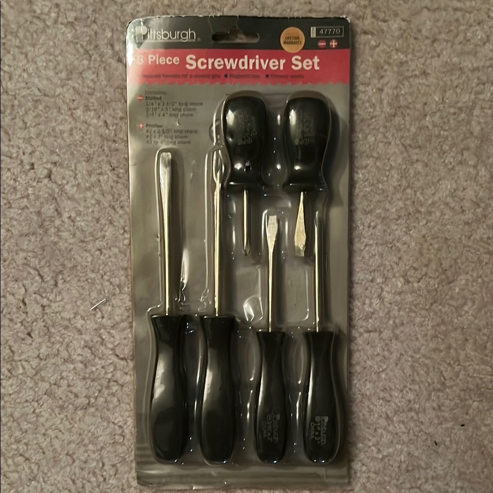 Pittsburgh 6 Piece Black Screwdriver Set